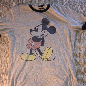 Vintage-Style Mickey Mouse Gray Ringer Tee